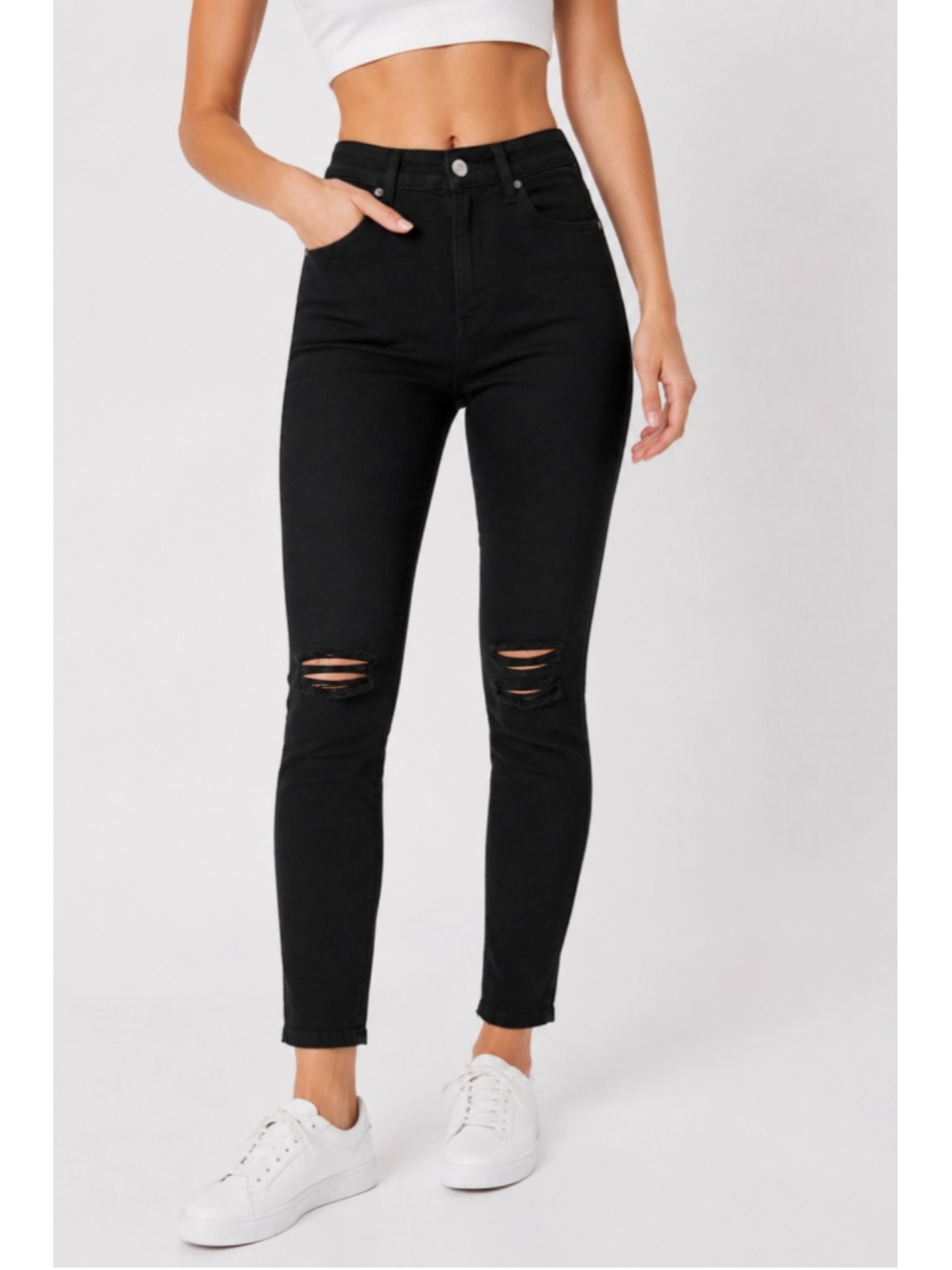PAIGE Verdugo Ultra Skinny Jeans Women’s 28 Black Distressed Stretch Denim